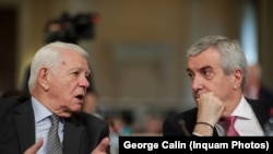 Călin Popescu Tăriceanu și Teodor Meleșcanu pe vremea când erau împreună în alianța cu PSD.