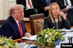 Дональд Трамп і кіраўніца ўраду Італіі Джорджа Мэлёні