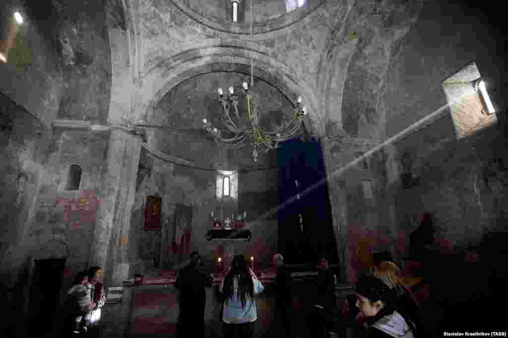 Inside Dadivank, Armenians arrive in large numbers to visit the monastery on November 12.