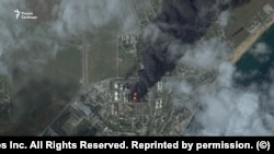 Последствия удара по нефтебазе в Феодосии 7 октября 2024 года