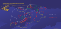 Схема основной электрической сети Кыргызстана. Источник: Программа информирования общественности об энергосекторе