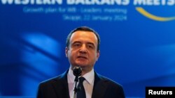 Kryeministri i Kosovës, Albin Kurti, në takimin e liderëve të ballkanit Perëndimor që po mbahet në Shkup, Maqedoni e Veriut, 22 janar 2024.