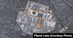 Asipoviçi më 24 shkurt. Ndërtesat e reja janë dalluar me ngjyrë portokalli.