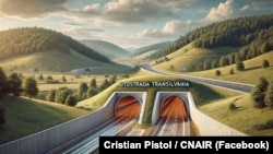 Viitorul tunel Meseș - ilustrat printr-o randare foto - de pe lotul de 41 km Poarta Sălajului-Zalău-Nușfalău, de pe Autostrada Transilvania, va fi cel mai lung tunel rutier din țară.