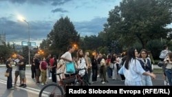 Движењето за слобода и правда на жените, „Ниту eдна повеќе“ на блокада пред паркот „Жена Борец“ во Скопје. 25.09.2025. 