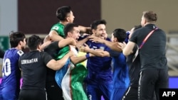 Сборная Узбекистана по футболу празднует выход на чемпионат мира