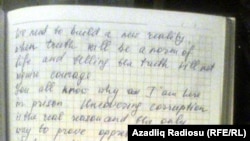 A photo of Khadija Ismayilova's letter from Kurakhani prison (click to enlarge)