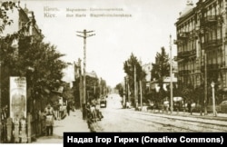 Вулиця Маріїнсько-Благовіщенська (Саксаганського) в Києві, де в будинках № 56 і 91 жив Євген Чикаленко