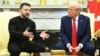 Presidenti ukrainas, Volodymyr Zelensky, gjatë takimit me presidentin amerikan, Donald Trump, në Shtëpinë e Bardhë më 28 shkurt 2025. 