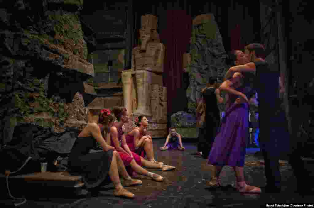 Ballet dancers wait backstage at the Alexander Spendiarian Opera and Ballet National Theater in Yerevan. The theater, which first opened in 1930, has been recently renovated and is now run by native-born Rudolf Kharatyan, who returned to Armenia after 20 years performing and running dance companies in Paris, Canada, and the United States.