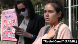 Parvin Jahongiri (right) said that she told her story so that young women would not be afraid or stay silent about violence or harassment in the workplace.