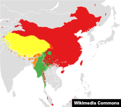 Кытай-тибет тилдеринде сүйлөгөн элдер байырлаган аймак.