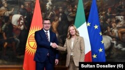 Садыр Жапаров жана Жоржа Мелони. Рим, Италия. 3-октябрь, 2024-жыл.