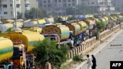NATO tankers are parked near oil terminals in the port city of Karachi after Pakistani authorities shut vital NATO supply routes into Afghanistan.