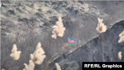 Armenia -- Azeri flag near Armenian Village Nerkin Hand. November, 2022