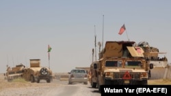 An Afghan National Army patrol in Helmand's Nad-e Ali distrcit on September 11, 2019
