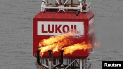 Плятформа ў Касьпійскім моры, якая стала цэльлю для ўкраінскіх вайскоўцаў. Архіўнае фота