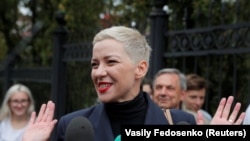 Maria Kolesnikova, la unul din mitingurile opoziției