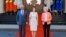 De la stânga la dreapta: Președintele Consiliului European, Antonio Costa, președinta R. Moldova, Maia Sandu, și președinta Comisiei Europene, Ursula von der Leyen, la primul summit Moldova-UE de la Chișinău, 4 iulie 2025.