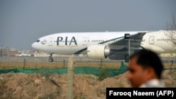 A Pakistan International Airlines (PIA) plane at the airport in Islamabad