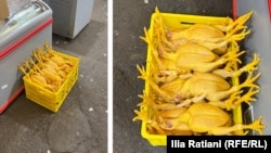 ყვითლად შეღებილი ქათმის ხორცი "ნავთლუღის ბაზარში"