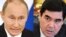Orsýetiň prezidenti Wladimir Putin (çepde) we onuň türkmenistanly kärdeşi Gurbanguly Berdimuhamedow.