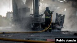 Последствия от атака срещу газова станция в Суми, Украйна, 15 август 2025 г.