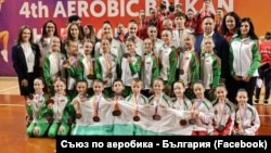 Отборна снимка на състезателите и треньорския щаб на националния отбор на България след края на Балканските игри по спортна аеробика в молдовската столица Кишинев, 19 октомври 2025 г.