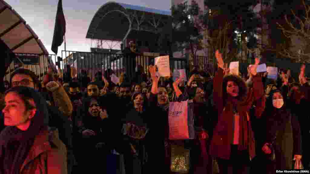 Protesters at Amir Kabir University in Tehran on January 11 were heard chanting, "Our leader is ignorant and a source of shame."