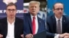 Presidenti i Serbisë, Aleksandar Vuçiq, presidenti i SHBA-së Donald Trump dhe kryeministri i Kosovës, Avdullah Hoti.