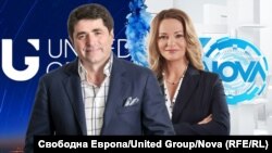 Колаж с логото на „Юнайтед груп“ и на Нова телевизия и снимки на Драган Шолак и Вяра Анкова