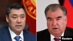 Президенты Кыргызстана и Таджикистана Садыр Жапаров и Эмомали Рахмон. 