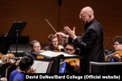 Bard President Leon Botstein conducting The Orchestra Now, a training orchestra for Bard students who often studied music alongside visiting Smolny students.