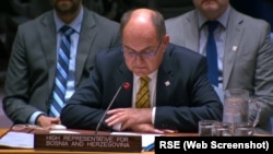 Përfaqësuesi i Lartë ndërkombëtar në Bosnje e Hercegovinë, Christian Schmidt, paraqet raportin gjashtëmujor para Këshillit të Sigurimit të OKB-së mbi situatën në Bosnje, 6 maj, Nju Jork, SHBA.