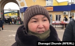 Бұлбұл Шаимова наразылық акциясы кезінде. Ақтөбе, 31 қаңтар 2021 жыл.