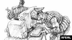 Карикатура российского художника Михаила Златковского на тему свободы в Интернете.