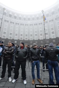 Ultras formed self-defense groups to protect pro-democracy demonstrators from police and pro-government thugs known as "titushky" (pictured).