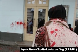 Під час маршу за права жінок в Ужгороді, 8 березня 2018 року