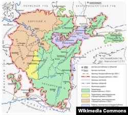 Стәрлетамак өязенең Татарстанга кушылырга тиеш булган өлеге сары белән күрсәтелгән