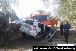 Последствия ДТП, в котором погиб вице-премьер Темир Джумакадыров