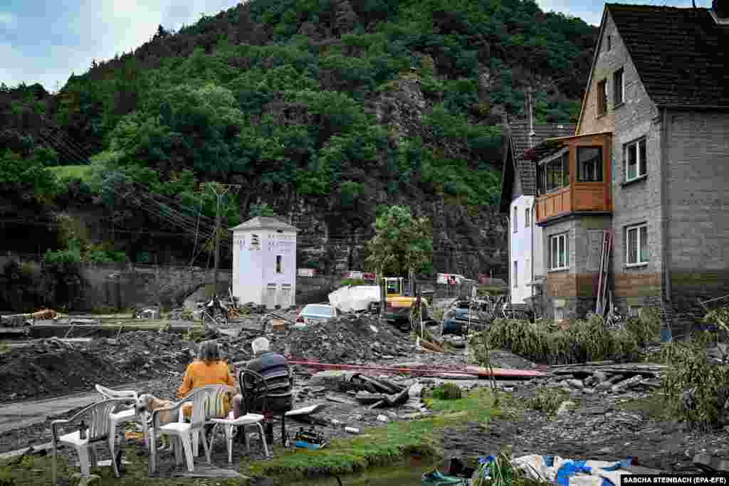 După revărsarea râului Ahr, satul Schuld, districtul Ahrweiler, 15 iulie 2021