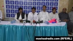 د پي ټي اېم مخکښ محس داوړ په سوات کې د خبري غونډې پر مهال. ۲۰۲۰، ۳۱م اګست