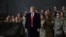 US President Donald Trump speaks to the troops during a surprise Thanksgiving day visit at Bagram airbase in 2019. 