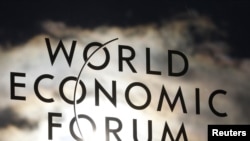 The logo of the World Economic Forum in Davos