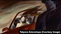 Айзаданын окуясы боюнча Татьяна Зеленскаянын тарткан сүрөтү. 8-апрель, 2021-жыл.