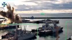 Стопкадър, разпространен от Службата за сигурност на Украйна, за който се твърди, че показва момента на удара по подводницата