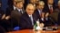 Ion Iliescu a avut trei mandate de președinte al țării: 1990-1992, 1992-1996 și 2000-2004. Aici, la momentul primirii României în NATO, în primăvara lui 2004. 