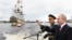 Путин и Шойгу на морском военном параде в Санкт-Петербурге в 2021 году