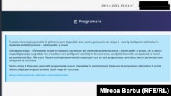 Platforma națională de informare cu privire la vaccinarea împotriva COVID-19 a restricționat accesul persoanelor fizice în sistem, cu doar câteva minute înainte de demararea etapei a 2-a.
