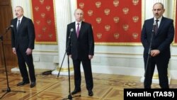 Ռուսաստանի նախագահ Վլադիմիր Պուտինի, Հայաստանի վարչապետ Նիկոլ Փաշինյանի և Ադրբեջանի նախագահ Իլհամ Ալիևի համատեղ ասուլիսը Կրեմլում, Մոսկվա, 11-ը հունվարի, 2021թ․